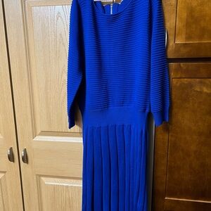 Eliza J Blue Ribbed Midi Dress